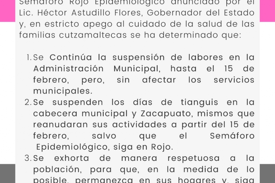 IMPORTANTE COMUNICADO A LA CIUDADANIA
